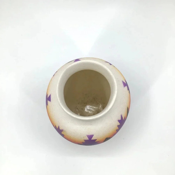VTG Hozoni Pottery Vase Signed Redhorse Navajo Butterflies Dancer Sunset Colors - Picture 6 of 7